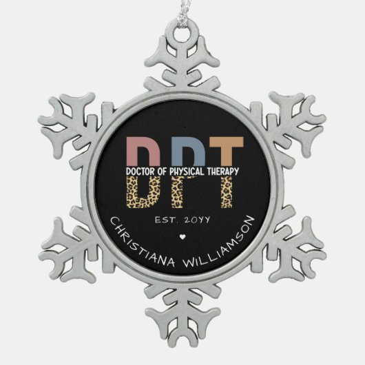 名前をカスタムするDPTドクターズオブフィジカルセラピー スノーフレークピューターオーナメント (正面)