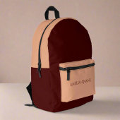 名前をカスタムするlユニークダークレッド&赤面ピンク プリントバックパック