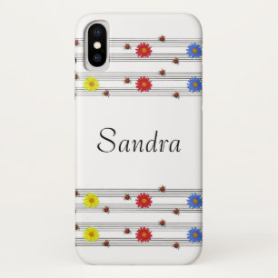 名前をカスタムするLadybugsミュージックノートiPhone Xケース iPhone X ケース