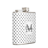 名前をカスタムするMonogram.Whiteおよび黒い水玉模様 フラスク (右)