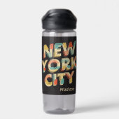 名前をカスタムするNYCタイポグラフィ ウォーターボトル (背面)