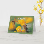 名前をカスタムするRCIAクロスカスおめでとう カード (黄色い花)