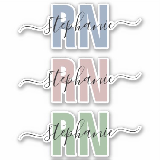 名前をカスタムするRN登録ナース パーソナライズされた シール (正面)