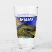 名前をカスタムするTレックスティラノサウルス頭部 タンブラーグラス (正面)