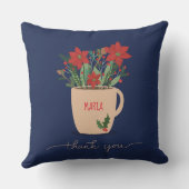 名前をカスタムするThank You at Christmas Poinsettias クッション (裏面)