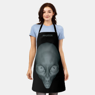 名前をカスタムするUFOエイリアンエプロン エプロン