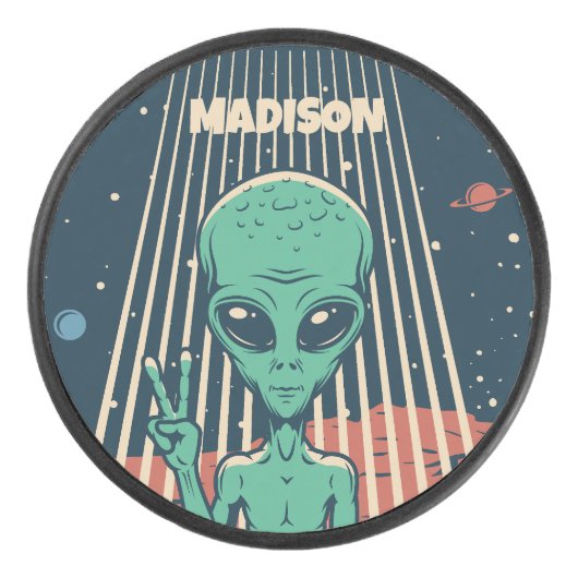 名前をカスタムするUFOエイリアン アイスホッケーパック (正面)