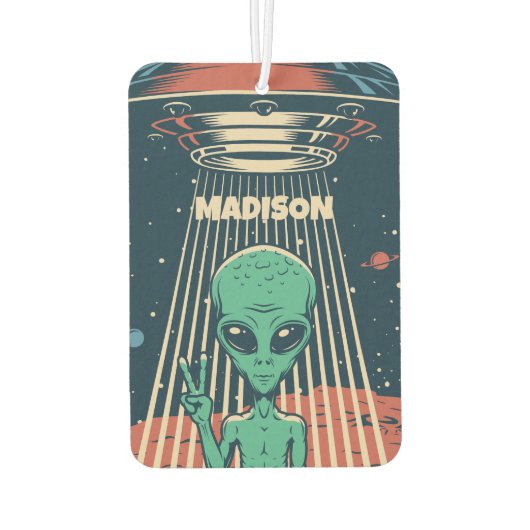 名前をカスタムするUFOエイリアン カーエアーフレッシュナー (裏面)
