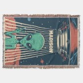 名前をカスタムするUFOエイリアン スローブランケット (正面)