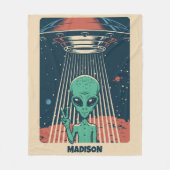 名前をカスタムするUFOエイリアン フリースブランケット (正面)