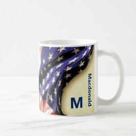 名前をカスタムするUSA国旗 コーヒーマグカップ