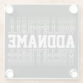 名前をカスタムするVanishing Volleyballロゴチームプレーヤー ガラスコースター (裏面)