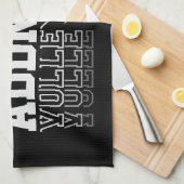 名前をカスタムするVanishing Volleyballロゴチームプレーヤー キッチンタオル (四つ折り)