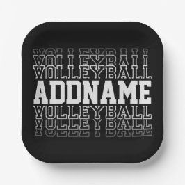 名前をカスタムするVanishing Volleyballロゴチームプレーヤー ペーパープレート
