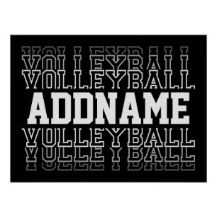 名前をカスタムするVanishing Volleyballロゴチームプレーヤー ポスター
