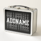 名前をカスタムするVanishing Volleyballロゴチームプレーヤー メタルランチボックス (正面)