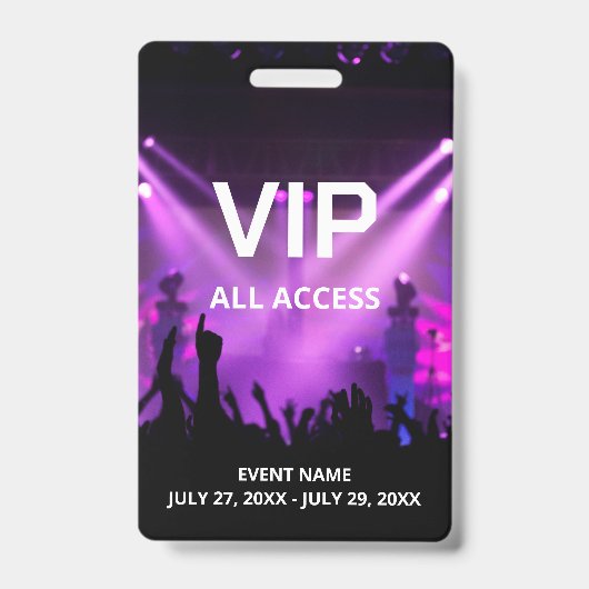 名前をカスタムするVIP All Access Pass バッジ (表面)