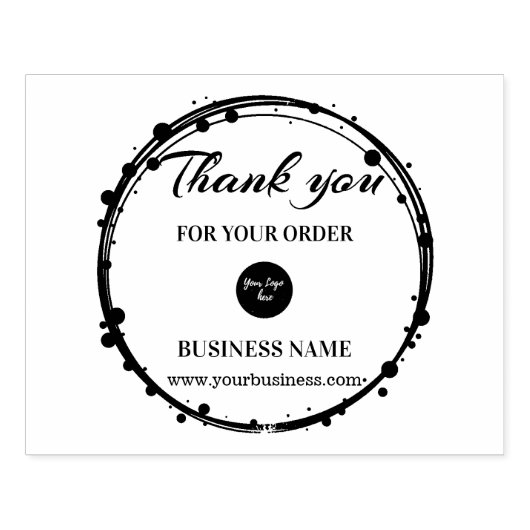 名前をカスタムするWebサイトCircleありがとうビジネスロゴ ラバースタンプ (インプリント)