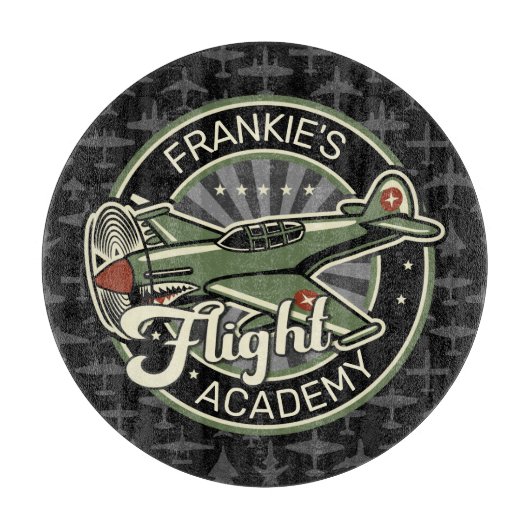 名前をカスタムするWWII軍隊ファイターウォー飛行機レトロ カッティングボード (正面)