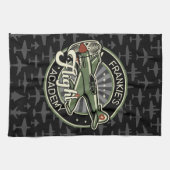 名前をカスタムするWWII軍隊ファイターウォー飛行機レトロ キッチンタオル (横)