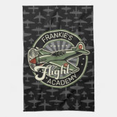 名前をカスタムするWWII軍隊ファイターウォー飛行機レトロ キッチンタオル (縦)