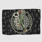 名前をカスタムするWWII軍隊ファイターウォー飛行機レトロ ゴルフタオル (横)