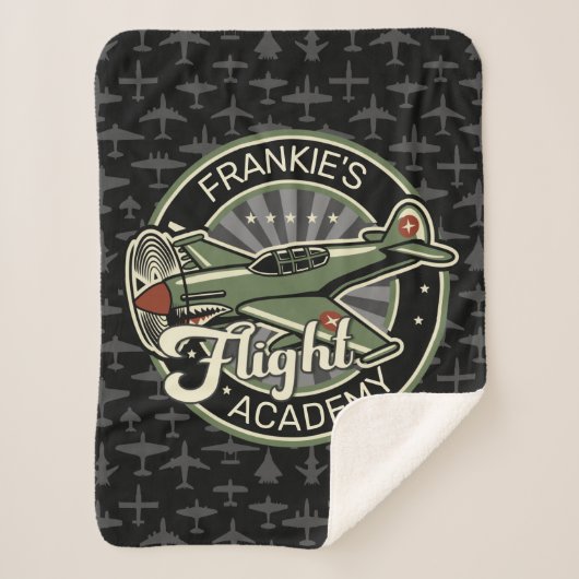 名前をカスタムするWWII軍隊ファイターウォー飛行機レトロ シェルパブランケット (正面)