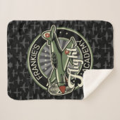 名前をカスタムするWWII軍隊ファイターウォー飛行機レトロ シェルパブランケット (正面(横))