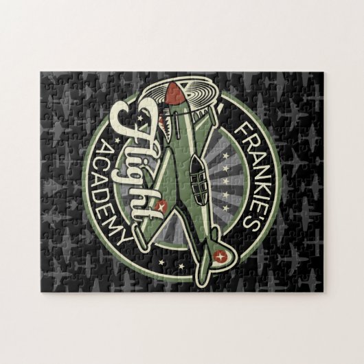 名前をカスタムするWWII軍隊ファイターウォー飛行機レトロ ジグソーパズル (横)