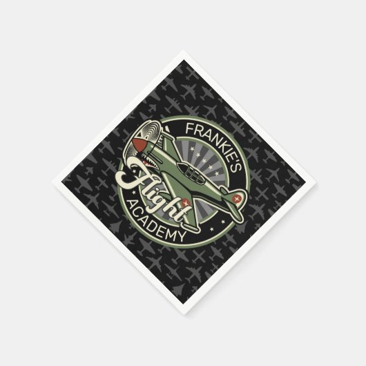 名前をカスタムするWWII軍隊ファイターウォー飛行機レトロ スタンダードカクテルナプキン (角)