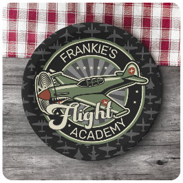 名前をカスタムするWWII軍隊ファイターウォー飛行機レトロ ペーパープレート