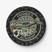 名前をカスタムするWWII軍隊ファイターウォー飛行機レトロ ペーパープレート (正面)