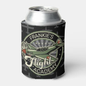 名前をカスタムするWWII軍隊ファイターウォー飛行機レトロ 缶クーラー (缶正面)