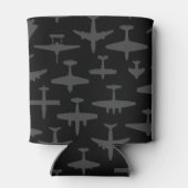 名前をカスタムするWWII軍隊ファイターウォー飛行機レトロ 缶クーラー (裏面)