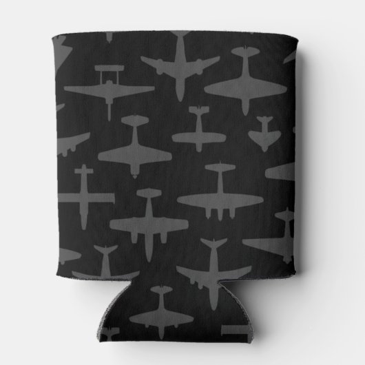 名前をカスタムするWWII軍隊ファイターウォー飛行機レトロ 缶クーラー (裏面)