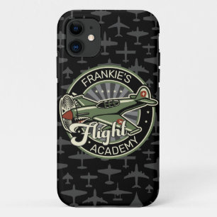 名前をカスタムするWWII軍隊ファイターウォー飛行機レトロ iPhone 11 ケース
