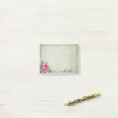 名前をパーソナかわいらしライズピンローズパーソナライズされた ポストイット (デスク上)