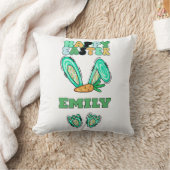 名前をパーソナライズかわいいイースターバニー クッション (ブランケット)