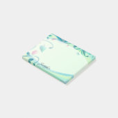 名前をパーソナライズかわいらし緑のフローラかわいい ポストイット (アングル)