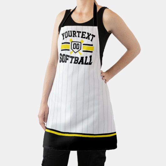 名前をパーソナライズされた追加ソフトボール選手の多様性チーム エプロン (インサイチュ)