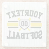 名前をパーソナライズされた追加ソフトボール選手の多様性チーム ガラスコースター (裏面)