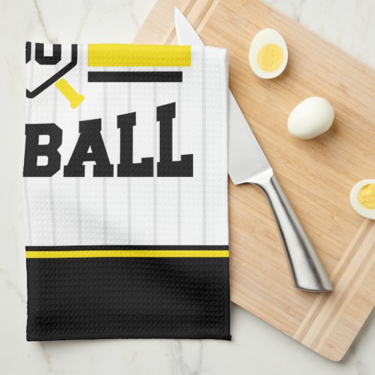 名前をパーソナライズされた追加ソフトボール選手の多様性チーム キッチンタオル (四つ折り)