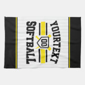 名前をパーソナライズされた追加ソフトボール選手の多様性チーム キッチンタオル (横)