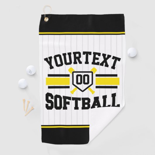 名前をパーソナライズされた追加ソフトボール選手の多様性チーム ゴルフタオル (インサイチュ)