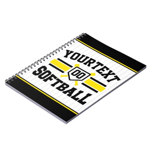 名前をパーソナライズされた追加ソフトボール選手の多様性チーム ノートブック (左側)