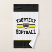 名前をパーソナライズされた追加ソフトボール選手の多様性チーム バスタオルセット (ハンドタオル)