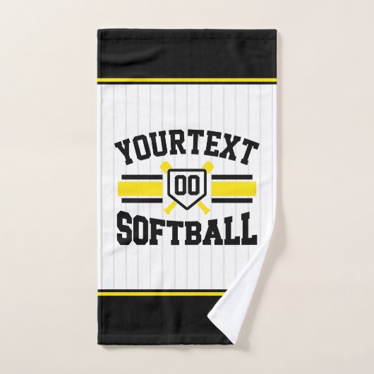 名前をパーソナライズされた追加ソフトボール選手の多様性チーム バスタオルセット (ハンドタオル)