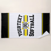 名前をパーソナライズされた追加ソフトボール選手の多様性チーム ビーチタオル (正面)