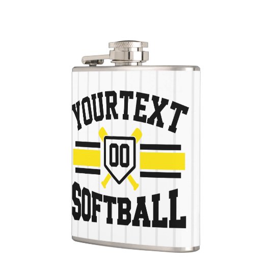 名前をパーソナライズされた追加ソフトボール選手の多様性チーム フラスク (左)