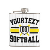 名前をパーソナライズされた追加ソフトボール選手の多様性チーム フラスク (正面)